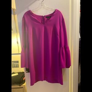 Raspberry flared sleeve dress